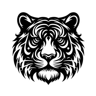 黑白老虎头图案设计