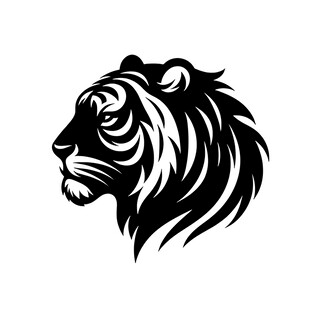 黑白老虎头像剪影