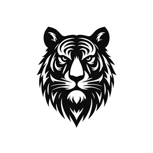 简约黑白老虎头部标志