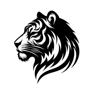 老虎头像简约黑白图案
