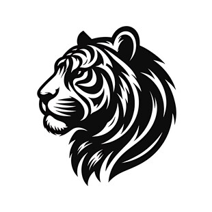 老虎头像黑白简约图案