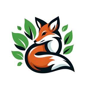 可爱狐狸与绿叶标志图案