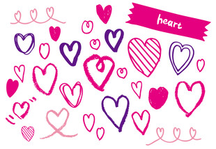 多彩手绘爱心图案集合