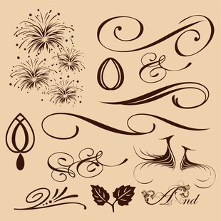 复古花卉装饰设计元素