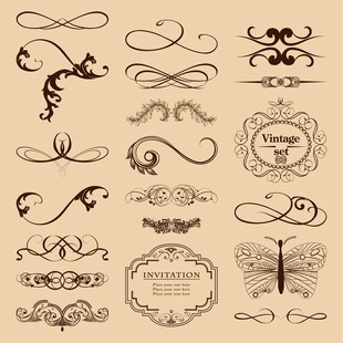 复古装饰性花纹设计元素