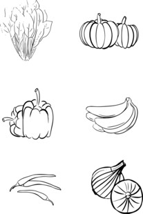 手绘蔬菜水果线稿集合