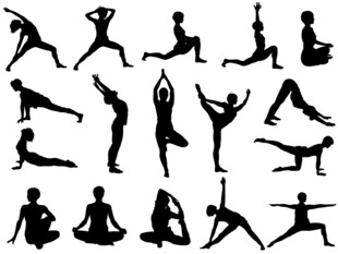 瑜伽姿势剪影