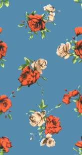 蓝色底花卉图案无缝背景