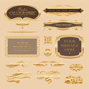 复古金色装饰元素集合