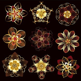 精美绚丽金属花朵图案