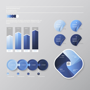 蓝色渐变商务图表元素集