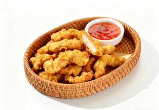 炸鸡柳配番茄酱