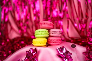 多彩马卡龙的甜蜜展示