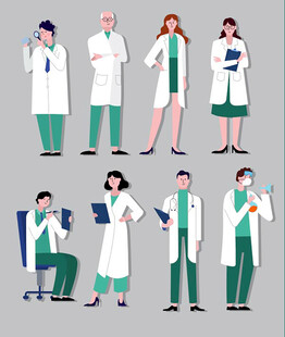 绿色卡通医护人员