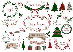 圣诞装饰元素矢量素材集