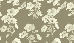 浅灰底白花复古花卉图案