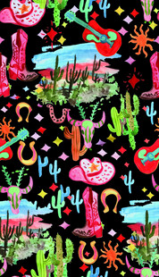 多彩仙人掌花卉图案背景