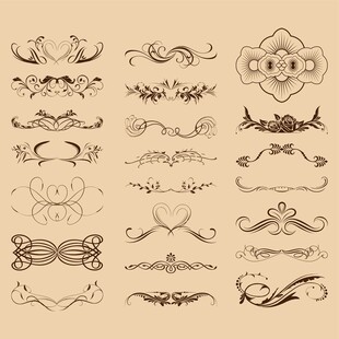 复古装饰花纹矢量素材集
