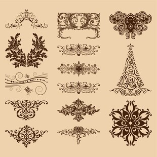 复古装饰花纹设计元素集