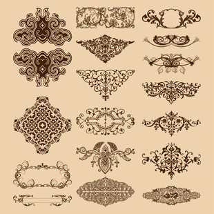 复古装饰花纹设计元素集
