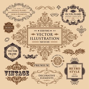 复古装饰矢量图形元素集