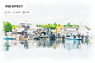 宁静港湾的码头风景