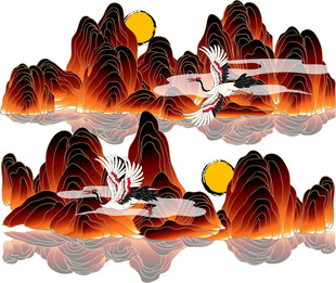 水墨风山水风景插画