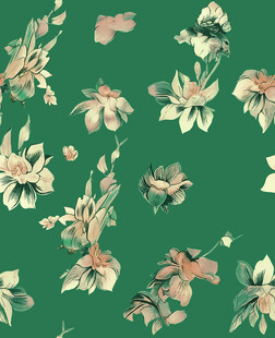 绿色底花卉图案印花设计