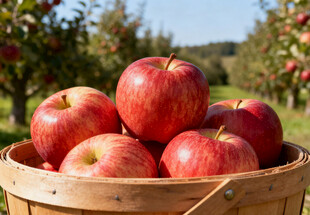 木筐中的红苹果