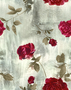 复古红玫瑰花卉图案布料