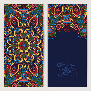 民族风花纹装饰卡片设计