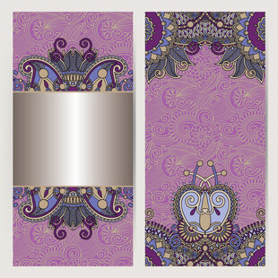 紫色花纹装饰卡片设计