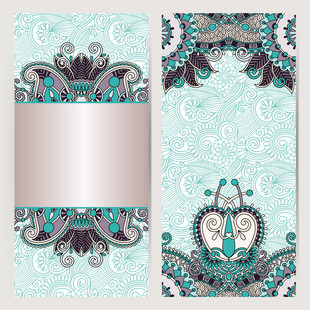 复古花纹装饰卡片设计