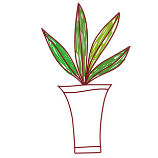 手绘盆栽植物简笔画