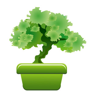 绿色盆栽树图标