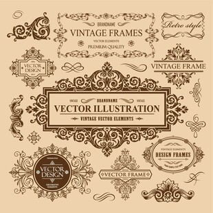 复古矢量装饰边框图案