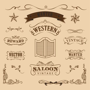 西部风格复古装饰元素