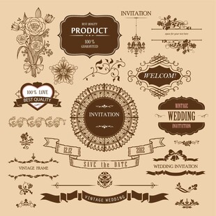 复古装饰性标签与徽章元素