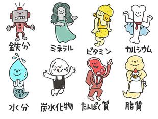 卡通人体器官与健康元素