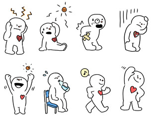 可爱卡通人物多样表情动作