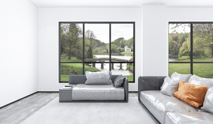 现代简约风客厅大窗景观