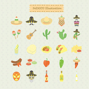 墨西哥风情图标集合