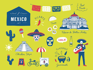 墨西哥风情图标集合