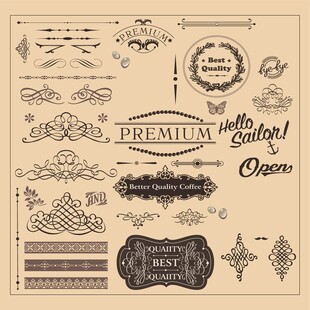 复古装饰性设计元素集合