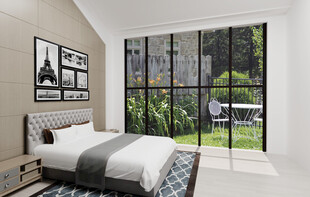现代简约风卧室大窗景观