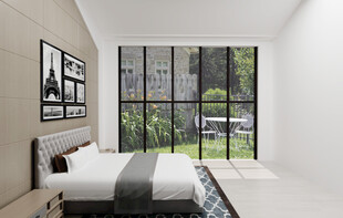 现代简约风卧室大窗景观