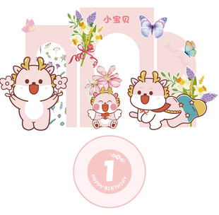 周岁生日美陈布置展板模版