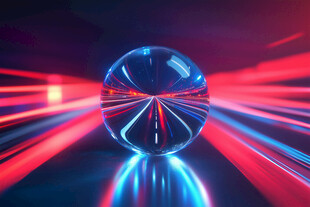 炫彩激光环绕的透明球体