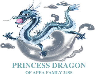 中式风格蓝色飞龙插画 白墨 直