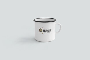 简约白色搪瓷杯样机效果贴图
